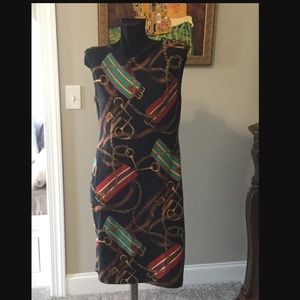 Lauren By RL, Classic Equestrian Print Dress. Lrg.